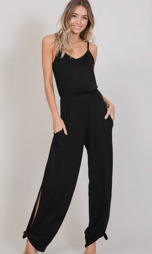 Penny Classic Aesthetic Split Side Tied Hem Jumpsuit
