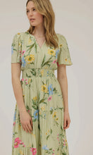 Lillie Sage Floral Short Sleeve Tiered Midi Dress