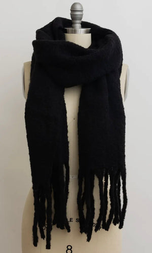 Princeton Black Cozy Knit Scarf with Tassels