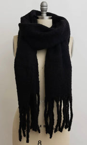 Princeton Black Cozy Knit Scarf with Tassels