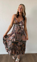 Oak V Neck Hi Lo Printed Midi Dress