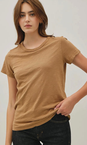 Louie Golden Brown Garment Dyed Cotton Slub Tee