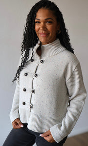 Maisie Textured Melange Boxy Fit Sweater Jacket