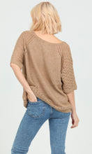 Cara Camel Open Knit Short Sleeve Pullover Sweater