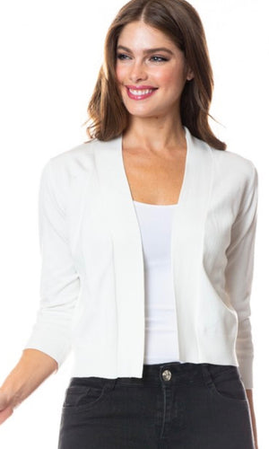 Mable White Open Bolero Knit Cardigan