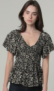 Piper V Neck Smocked Bodice Top