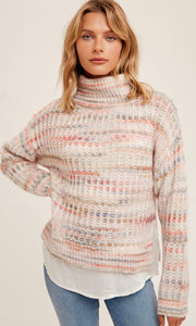 Apeck Pastel Turtleneck 2-Fer Sweater Top