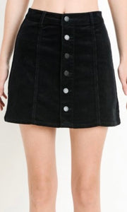Aron Black Corduroy A-Line Mini Skirt
