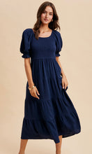 Leanna Navy Smocked Tiered Maxi Dress