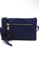 Emma Navy Fashion Double Compartment Clutch Cross Body Bag
