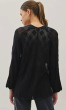 Luca Black Lightweight Crochet Cardigan with Scallop Hem