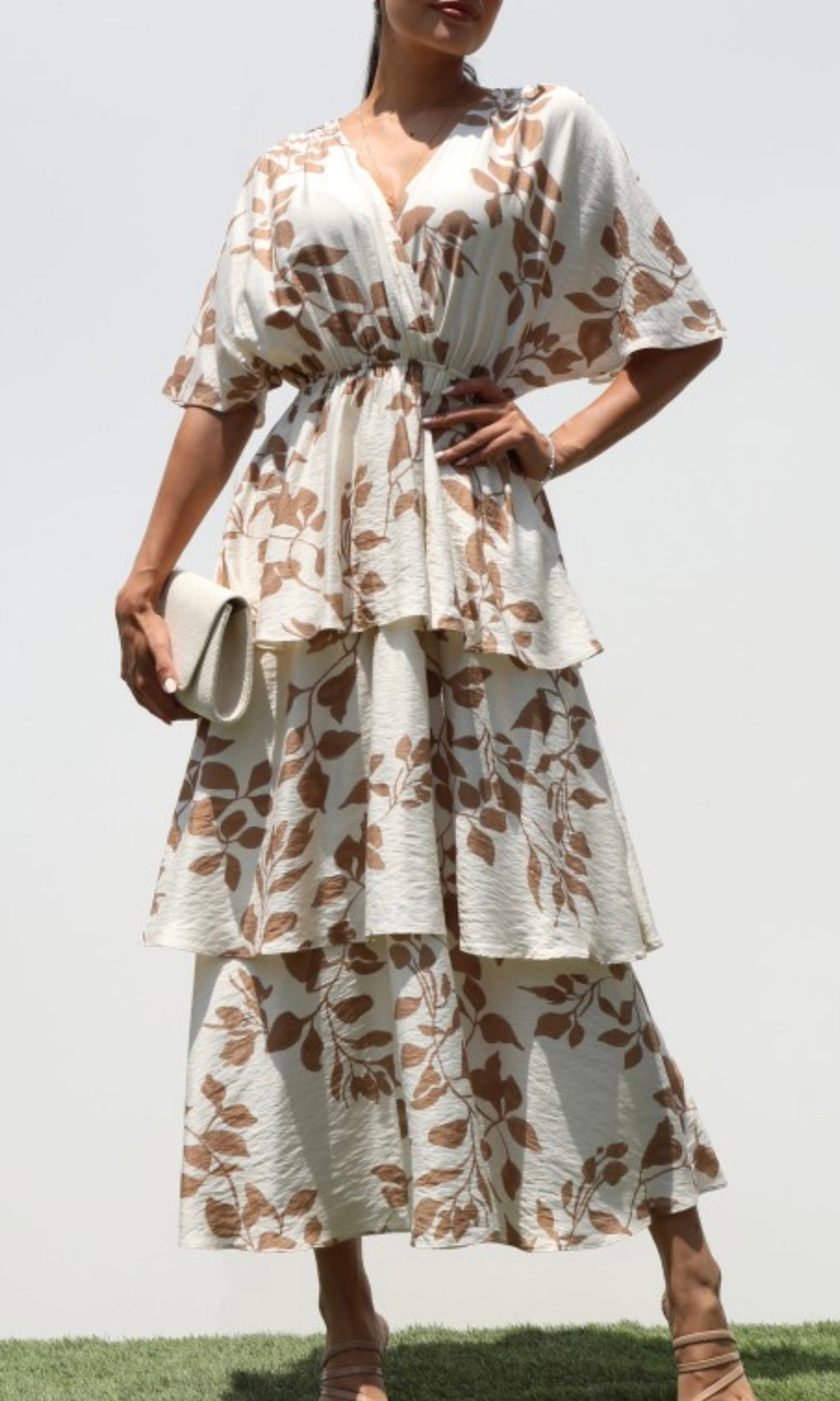 Lana Printed Tired Woven Midi Dress