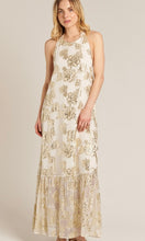 Ariba White Gold Halter Neck Maxi Dress