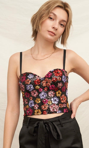 Kylah Black Beaded Sequin Buster Brassiere