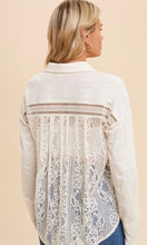 Franklin Ivory Lace Back Slub Button Down Knit Shirt