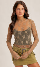 Megan Olive Mock Neck Lace Long Sleeve