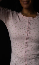 Reid Soft Pink Ribbed Floral Button Top