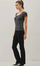 Nao Dark Charcoal Ultra Soft Basic Scoop Neck Baby Tee