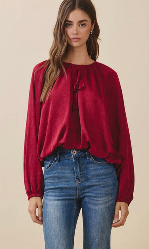 Paxton Printed Satin Relaxed Fit Bubble Hem Blouse