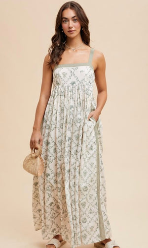 Fable Toile Print Sleeveless Maxi Dress