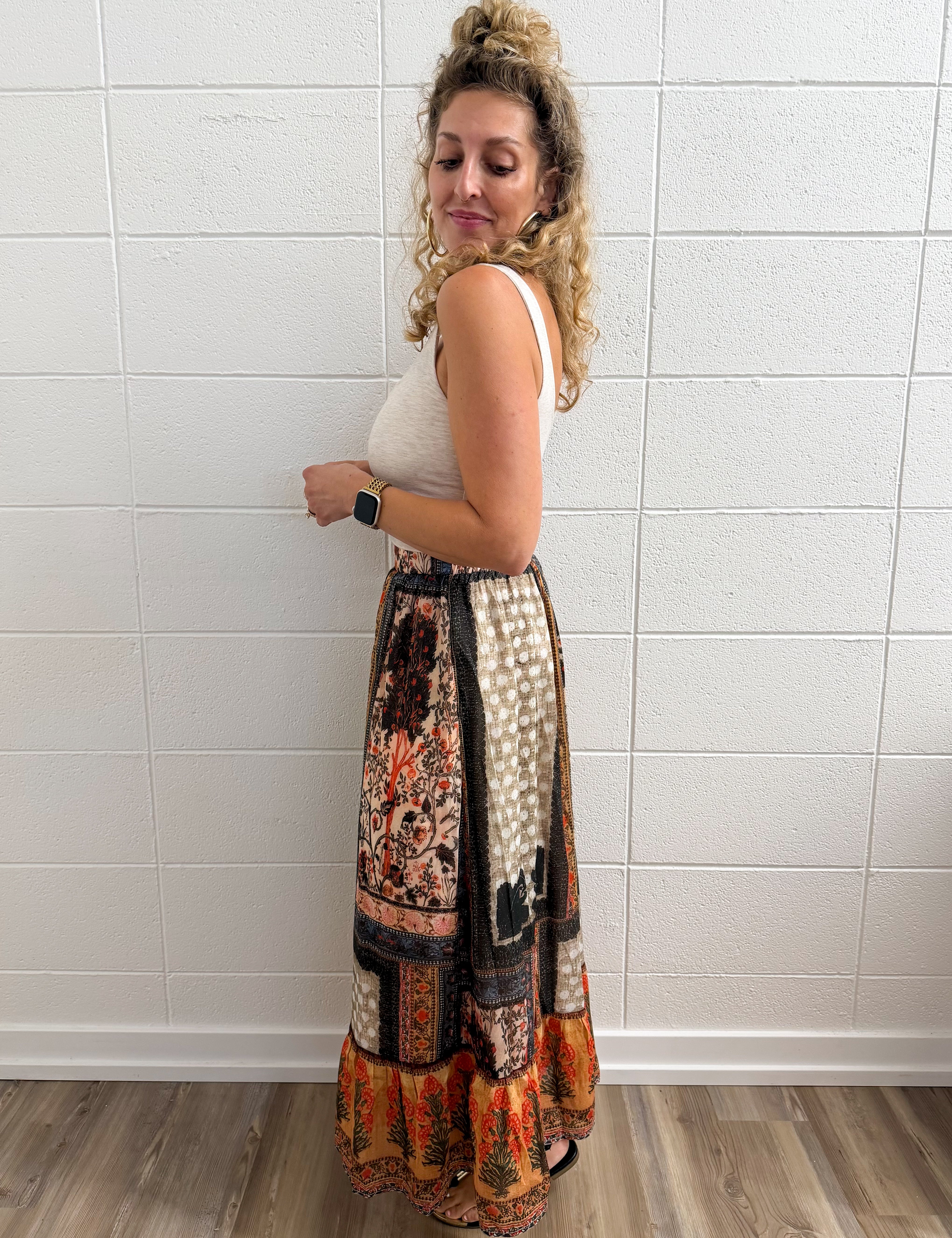 Leila Patchwork Midi Skirt