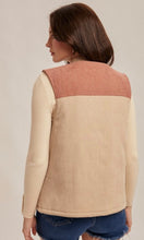 Aleena Taupe Corduroy Mixed Print Vest