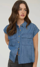 Lina Chambray Collared Pocket Flap Button Down Shirt