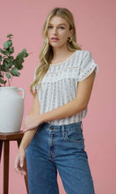 Elsa Black Multi Stripe Floral Pattern Batwing Short Sleeve Top
