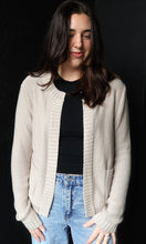 Rose Stone Open Cardigan with Ribbed Edges