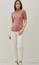 Isabella Mauve Short Sleeve Mock Neck Knit Top