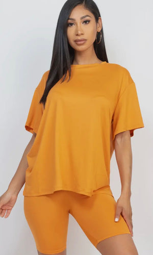 Harvey Mango Loose Fit Top & Bike Shorts Set