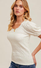 Franco Scoop Neck Bubble Sleeve Texture Knit Tee