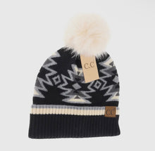 Southwestern Faux Fur Pom C.C Beanie