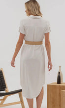 Leon Natural Button Down Belted Midi Dress