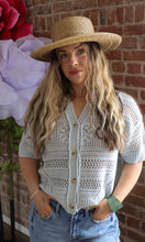 Kade Crochet Short Sleeve Sweater Polo Top