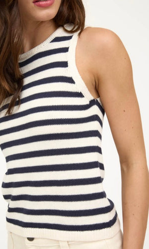 Gambi Navy Stripe Sweater Cropped Tank Top