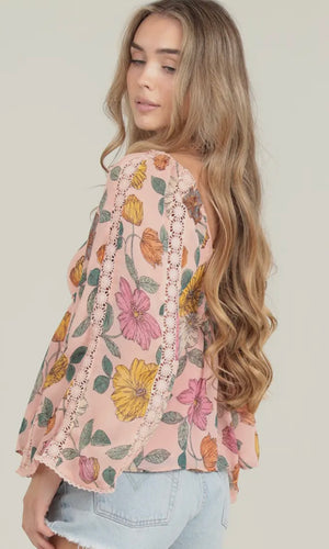 Paisley Sweetheart Neckline with Long Sleeves