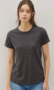 Louie Charcoal Garment Dyed Cotton Slub Tee