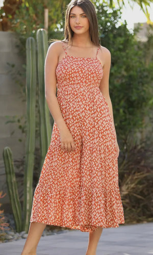 Gaspar Cactus Print Wide Leg Crop Length Tie Back Jumpsuit