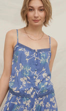 Katah Blue Floral Button Front Cami Top