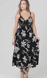 Julia V Neck Lace Trim Double Straps Maxi Dress