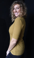 Nash Dijon Classic Ribbed Cotton Short Sleeve Henley Neck Top