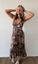 Oak V Neck Hi Lo Printed Midi Dress