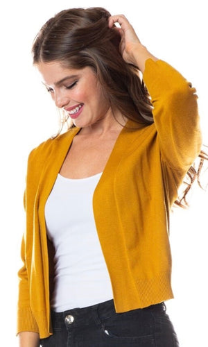 Mable Mustard Open Bolero Knit Cardigan