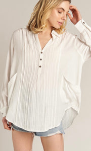 Britney White Long Sleeve Button Front Shirt