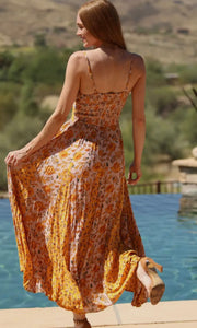 Phoenix Mixed Print Godet Maxi Dress with Twist Front