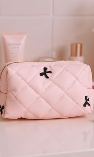 Esi Ribbon Printing Quilted Fabric Makeup Pouch