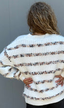 Mimosa V-neck Eyelash Texture Stripe Cardigan