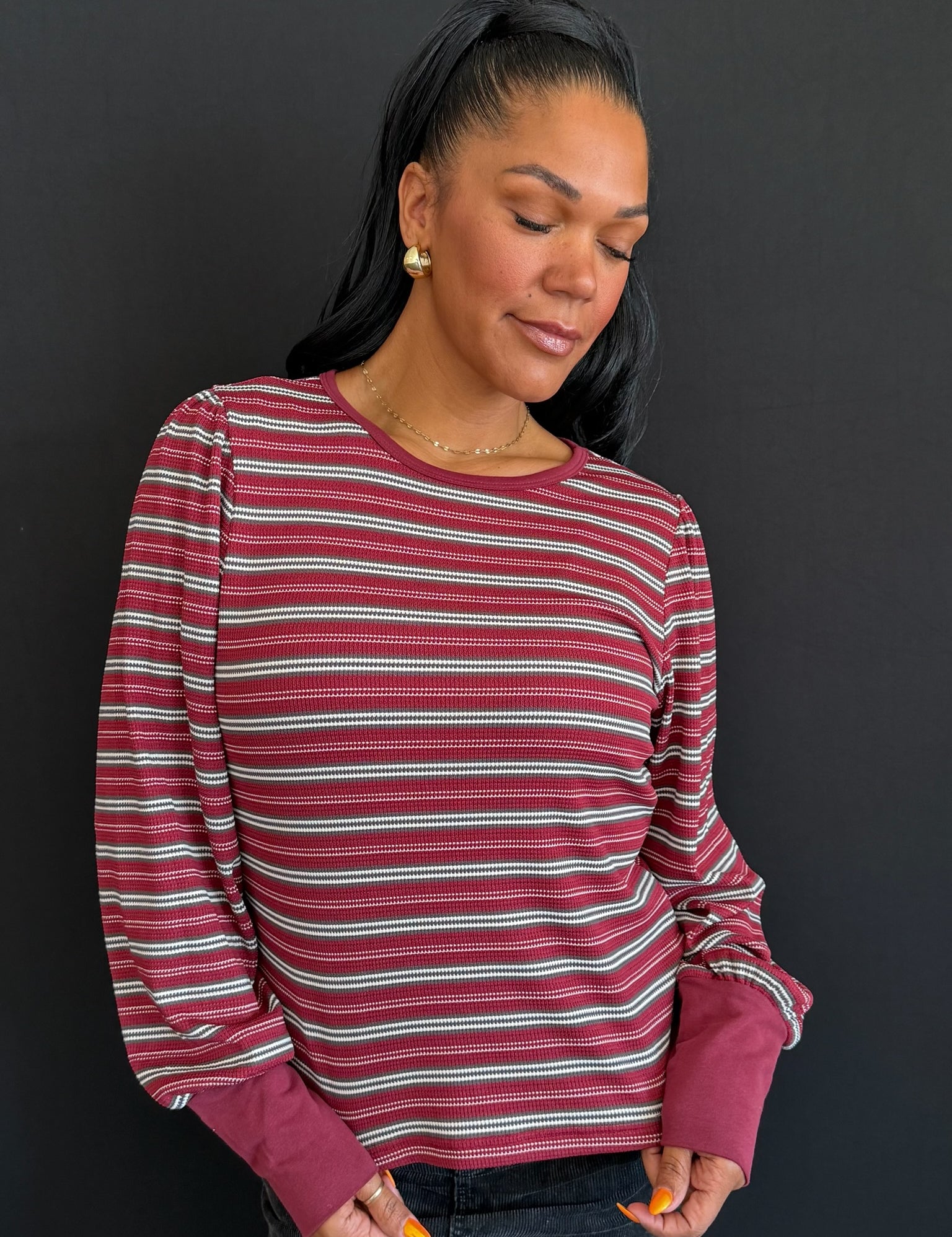 Kehlani Contrast Banded Stripe T-Shirt