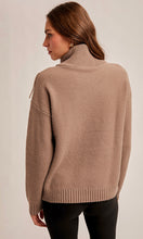 Melody Mocha Fringe Detailed Mock Neck Sweater